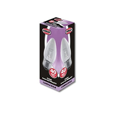 10x40W Clear Candle Bulb ES/E27 Base -