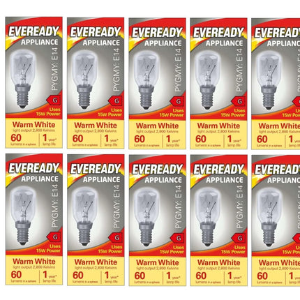 10 x Eveready 15W SES/E14 (Small Edison Screw Cap) Himalayan Salt lamp Bulb - Warm White