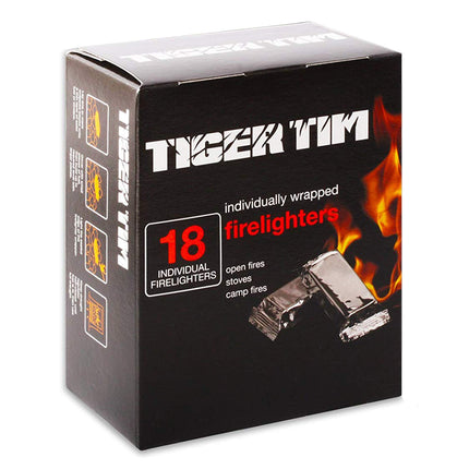 Tiger Tim 180 Individually Wrapped Firelighters Mess-Free Safe Odourless Instant Fire Starter for Wood Burners Barbecues Stoves Grills Campfires