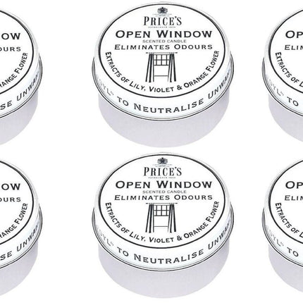 6 x Prices Open Window Candle In Tin Eliminates Odours