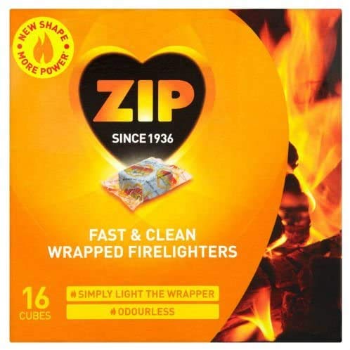 6 X ZIP Odourless Fast & Clean Wrapped Firelighters 16 per Pack