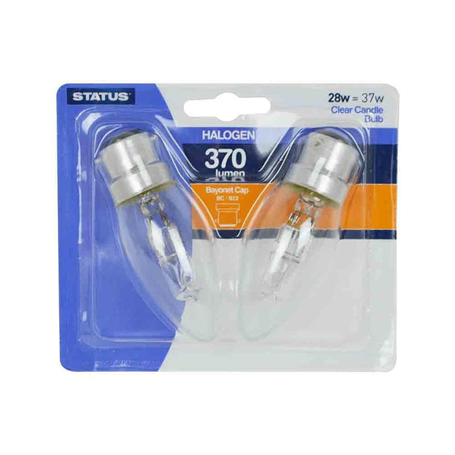 Halogen Candle Bulb 28W Bayonet Cap x 2 28SHCBCCB212