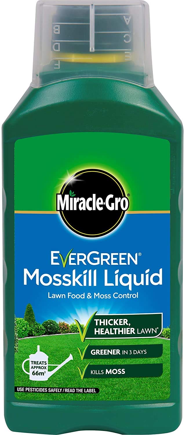 Miracle-Gro 2 x Mosskill Liquid Concentrate - 66 sq m Coverage, Lawn Food and Moss Control, Fast-Acting, Results in 3 Days