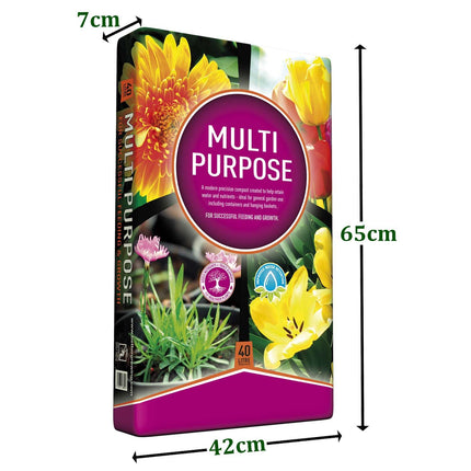 2 x 40L Growmoor Plant Care Compost Basket Soil Pot Garden Borders Multi Purpose