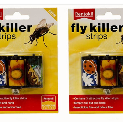 2 x Rentokil Attractive Odour Free Fly Killer Strips Pack Of 3