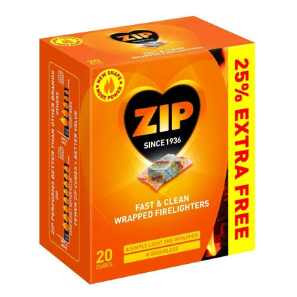 ( x2 ) Zip ZIP10141 Fast & Clean Wrapped Firelighters Pack 16 Plus 25% Free