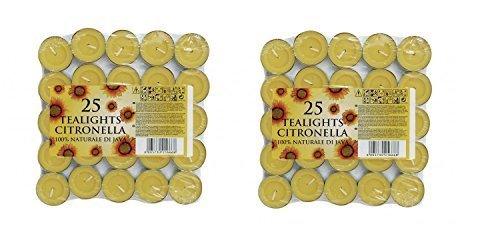 Prices Citronella Tealight Candles Mosquito Fly Insect Repeller Pack Of 50 by Price's Candles