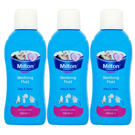 3 x 500ml Milton Sterilising Fluid Baby Bottles Teats Home Hygiene