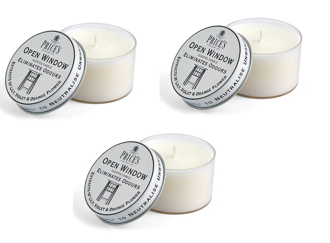 Price's Open Window Candle in Tin Eliminates Odours - Triple Pack