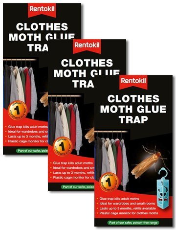 VALUE PACK of 3 Rentokil Clothes Moth Glue Traps - Natural Moth Traps