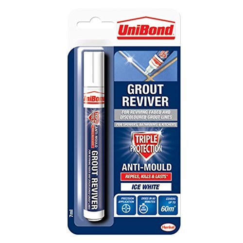 Unibond 3 x Grout Reviver Pen/Anti-mould grout pen for bathroom, kitchen, shower and floor tiles / 1 x 7ml