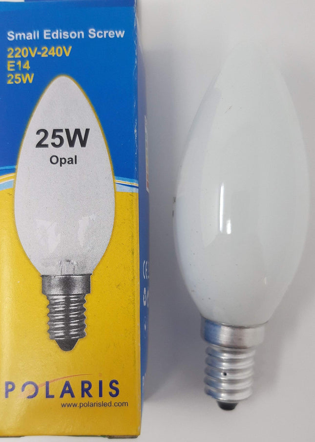 Pack of 4 Opal Candle Light Bulbs 25 watts SES E14 Small Screw in