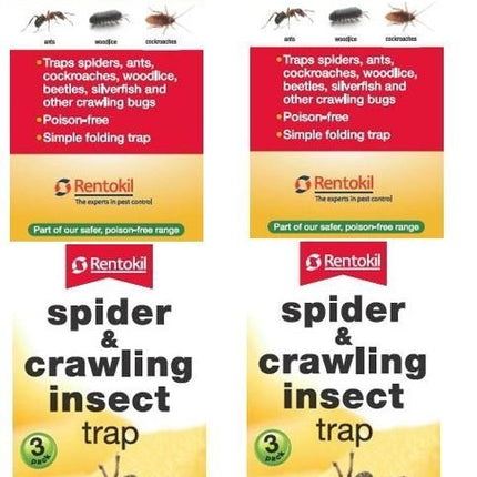 4 x Rentokil 3 Pack Spider & Crawling Insect Beetle Ants Cockroaches Trap (pack of 2)