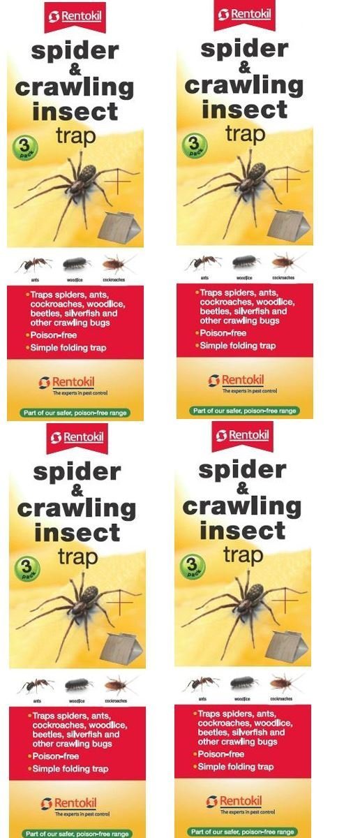 4 x Rentokil 3 Pack Spider & Crawling Insect Beetle Ants Cockroaches Trap (pack of 2)