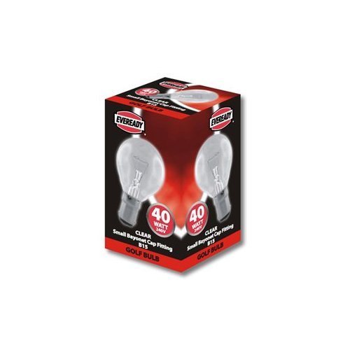 5x Eveready Clear Golf Bulb 40w SBC/B15 240V - 1,000 HRS -