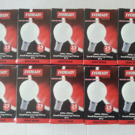 10 x CLEAR GOLF BALL GLOBE 25w WATT SMALL BAYONET CAP // SBC // B15 LAMP LIGHT BULBS