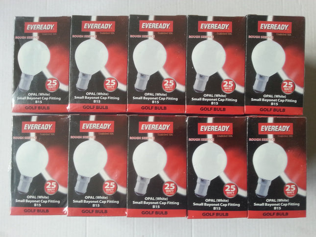 10 x CLEAR GOLF BALL GLOBE 25w WATT SMALL BAYONET CAP // SBC // B15 LAMP LIGHT BULBS