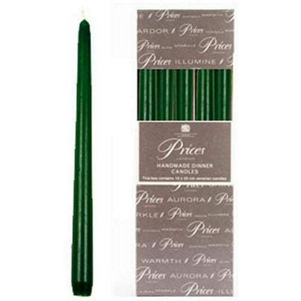Prices Venetian Tapered Candle E.Green 10In