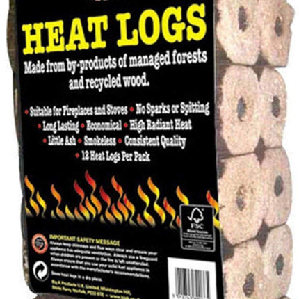 BigK 12 Heat Logs Eco HeatLogs. No Spark, No Spitting, High Heat, Long Lasting