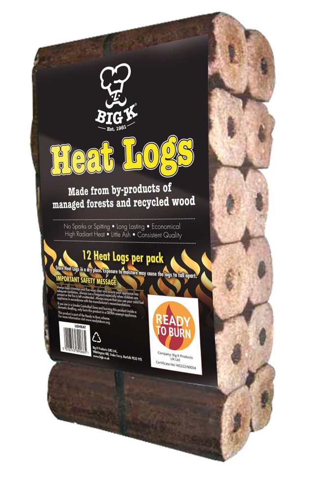 Big K Compressed Saw Dust Heat Logs, Pack Of 12-14 100% Natural Heat Logs