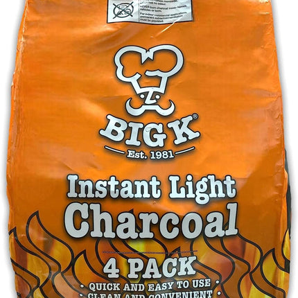 Big K Instant Light Charcoal 12kg (12 x 1kg bags) Instant Lighting Charcoal Char coal BBQ Barbecues with KasaBona Safety Matches