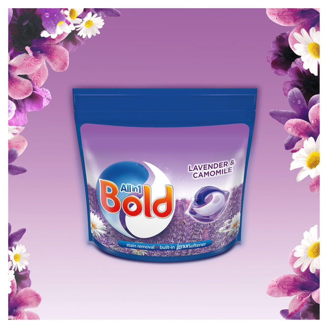 Bold All-in-1 Pods Washing Liquid Capsules Lavender & Camomile 108 Washes, Washing Detergent for Brilliant Cleaning with Built-in Fabric Softener