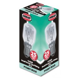 CLEAR 25W SES E14 LAMP LIGHT PYGMY BULB 2-PACK NEW