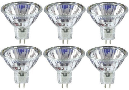 6 x STATUS 20W 12V Dichroic MR11 GU4 Halogen Lamp, Low Voltage Dimmable Reflector GU 4 Spot Light Bulbs, Cool Beam, 3 Years Life, 30° Beam Angle/ Flood