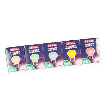 Coloured Light Bulbs BC 18w Pack of 10