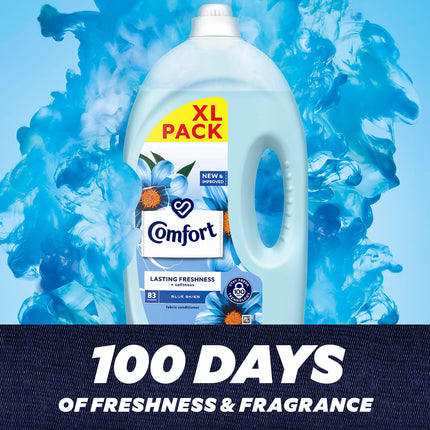 Comfort Blue Skies Fabric Conditioner with Stay Fresh technology for 100 days of freshness + fragrance* 4x 2.49 L (332 washes)