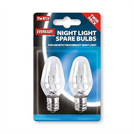 Eveready Night Light Bulb - E12 Small Edison Screw - 7w - Twin Pack