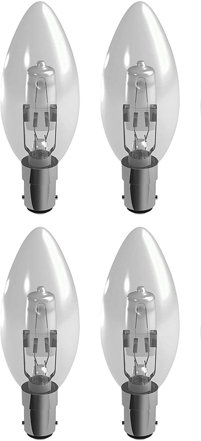 Heathfield Eco Halogen 42W Small Bayonet Cap SBC Clear Halogen Candle Lamp Bulb - Pack of 10