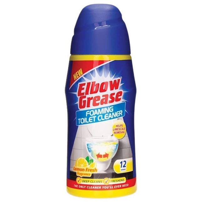 3 x Elbow Grease Foaming Toilet Cleaner, Deep Cleaning Action, Lemon Fresh Fragrance 500g