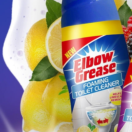 3 x Elbow Grease Foaming Toilet Cleaner, Deep Cleaning Action, Lemon Fresh Fragrance 500g