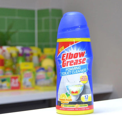 3 x Elbow Grease Foaming Toilet Cleaner, Deep Cleaning Action, Lemon Fresh Fragrance 500g