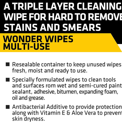 5 X Everbuild Giant Wonder Wipes Multi Purpose Hand Wipes - 300 Tub