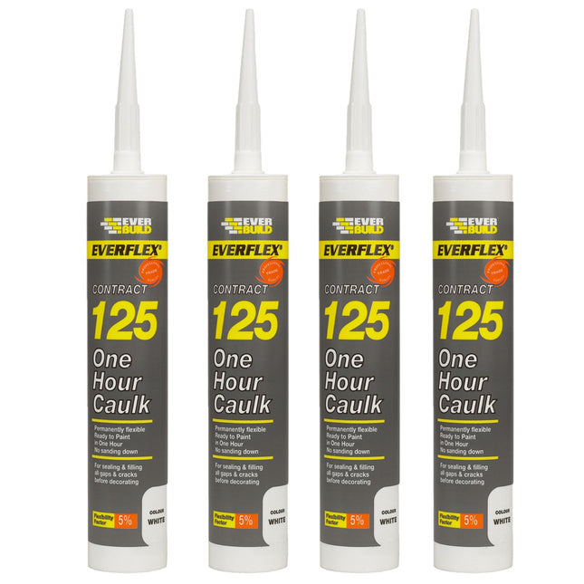 Everbuild Pack Of 4 300Ml 125 One Hour Decorators Caulk Filler Filliing Adhesive