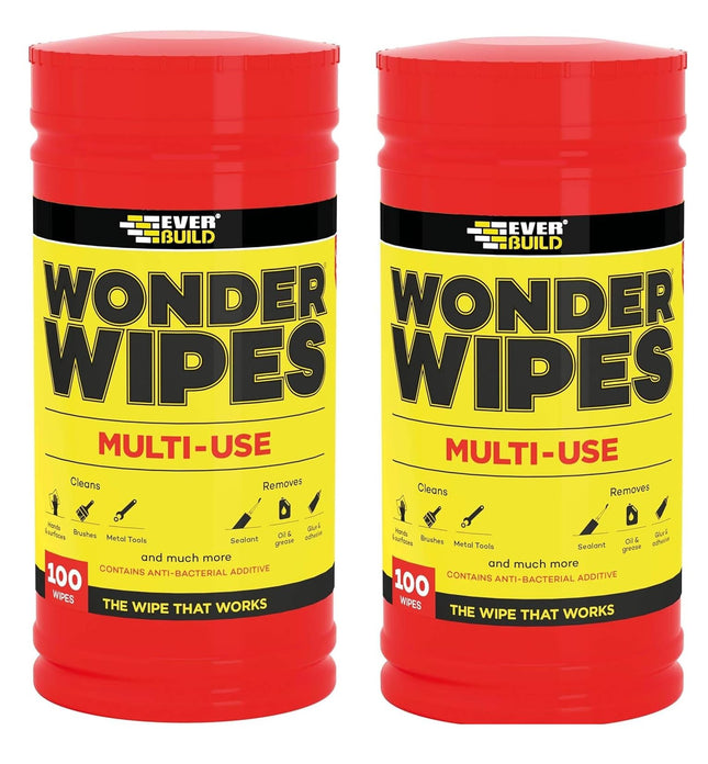 2 x Everbuild Multi-Use Wonder Wipes Trade Tub Cleans just About Anything from Hands
