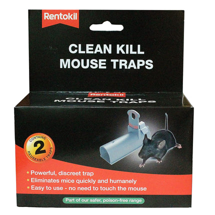 Rentokil FC100 Clean Kill Mouse Traps, Black