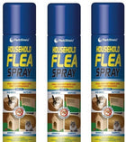 Flea Spray Flea & Larvae killer Cat Dog Pets Bed Carpet Home 200 ml cans (3 X cans)