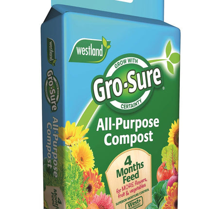 Gro-sure 11200018 All Purpose Compost with 4 Months Plant Feed, 10 Litre - Dark