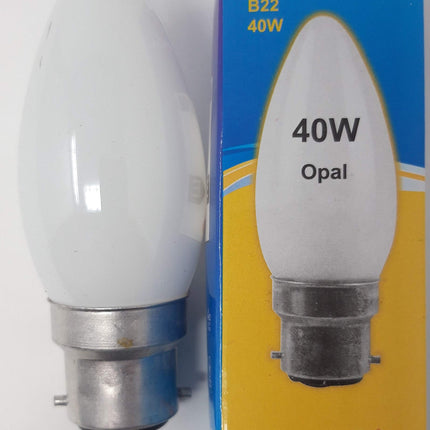 40w Pearl Frosted Opal Candle Light Bulb Lamp BC Bayonet B22 Pack of 4