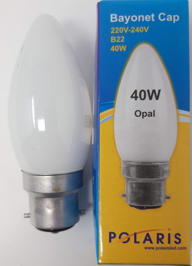 40w Pearl Frosted Opal Candle Light Bulb Lamp BC Bayonet B22 Pack of 4