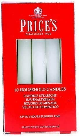 Prices 12 x Patent Candles Household Candles, Pack of 10, White