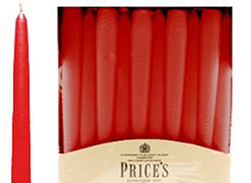 Price's Candles Unwrapped Tapered Dinner Candle, Pack of 20, Red