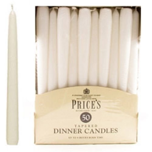 PRICE'S IVORY 50 DINNER CANDLES BURNING TIME 8 HOURS (White)