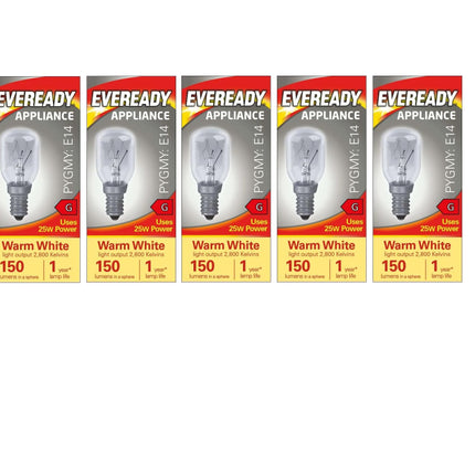 kanta Eveready 5 x 25w Pygmy Light Bulb SES (E14) Appliance/Salt/Lava/Nightlight/Decorative/Signs - Warm White