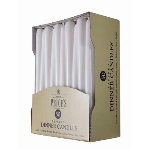 Prices Candles TDC005016 Tapered Dinner Candle Unwrapped, Pack of 50, Ivory