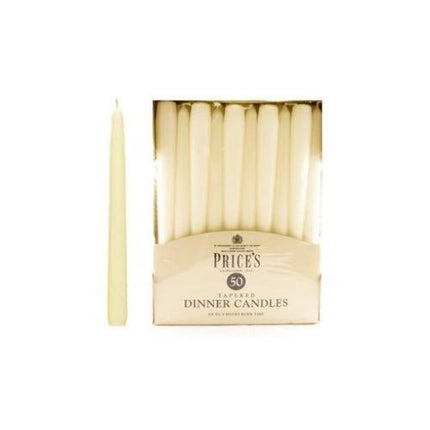 Prices Candles TDC005016 Tapered Dinner Candle Unwrapped, Pack of 50, Ivory