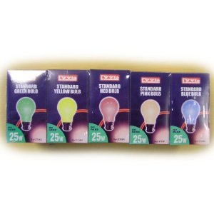 Lyvia 20x 25w Coloured Standard Bulbs (4xMixed Pack Pink/Blue/Yellow/Green/RED) BC Base -
